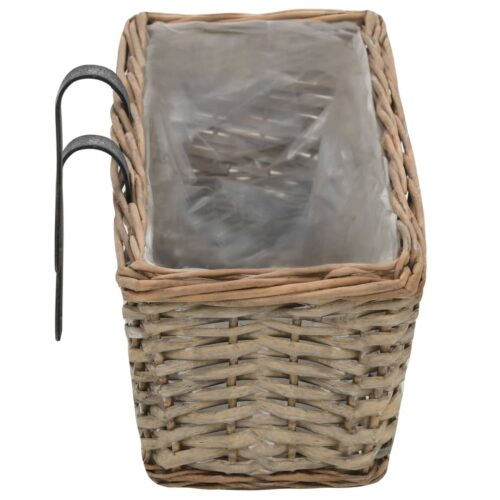 Balcony Planter 2pcs Wicker with PE Lining 80cm - Image 5