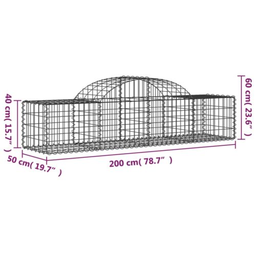 Arched Gabion Basket 200x50x40/60cm Galvanised Iron - Image 5