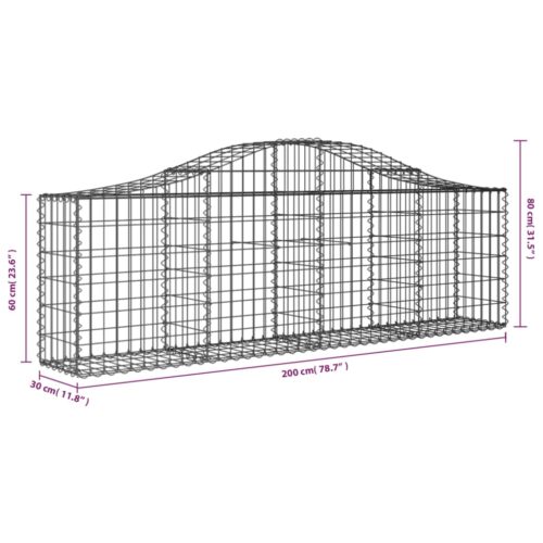 Arched Gabion Basket 200x30x60/80cm Galvanised Iron - Image 5