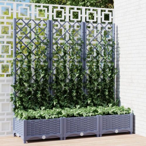 Garden Planter with Trellis Dark Grey 120x40x121.5cm PP - Image 2