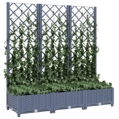 Garden Planter with Trellis Dark Grey 120x40x121.5cm PP - Image 3