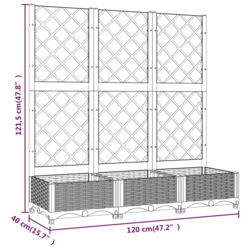 Garden Planter with Trellis Dark Grey 120x40x121.5cm PP - Image 8