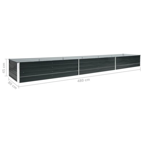 Garden Raised Bed Galvanised Steel 480x80x45cm Anthracite - Image 6