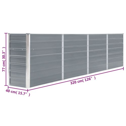 Raised Garden Bed Galvanised Steel Grey Herb Veggies Box Pot Planter 320x40x77cm - Image 6