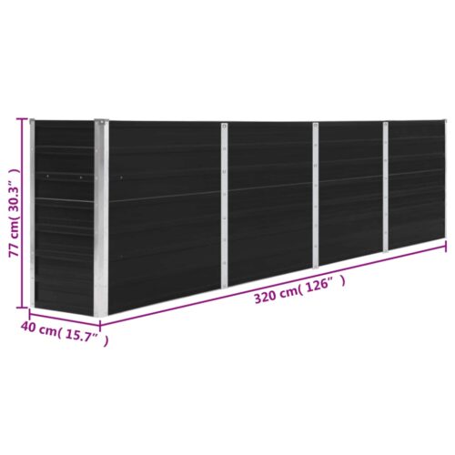 Raised Garden Bed 320x40x77cm Galvanised Steel Anthracite - Image 6