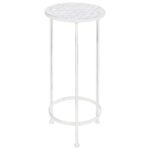Plant Stand Set 3 Pieces Vintage Style Metal Antique White