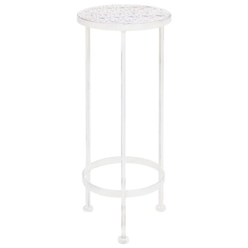 Plant Stand Set 3 Pieces Vintage Style Metal Antique White - Image 3