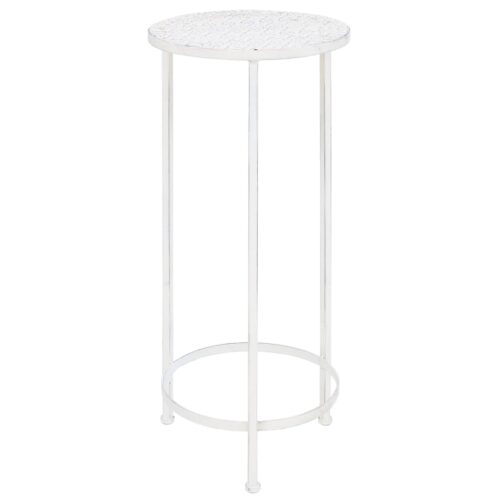 Plant Stand Set 3 Pieces Vintage Style Metal Antique White - Image 4