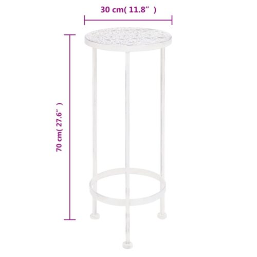 Plant Stand Set 3 Pieces Vintage Style Metal Antique White - Image 8
