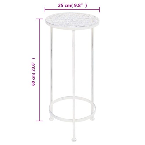Plant Stand Set 3 Pieces Vintage Style Metal Antique White - Image 9