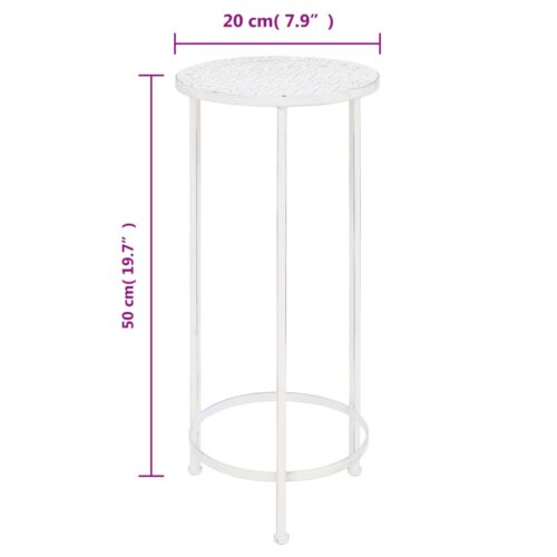 Plant Stand Set 3 Pieces Vintage Style Metal Antique White - Image 10