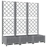 Garden Planter with Trellis Grey 120x40x121.5cm PP