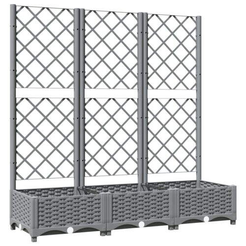 Garden Planter with Trellis Grey 120x40x121.5cm PP
