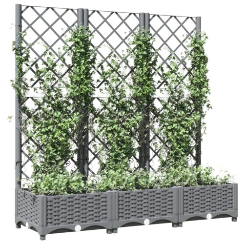 Garden Planter with Trellis Grey 120x40x121.5cm PP - Image 3