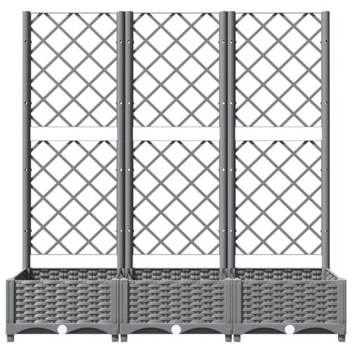 Garden Planter with Trellis Grey 120x40x121.5cm PP - Image 4