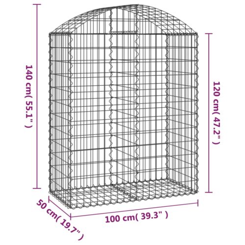 Arched Gabion Basket 100x50x120/140cm Galvanised Iron - Image 5