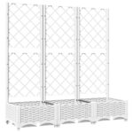 Garden Planter with Trellis White 120x40x121.5cm PP
