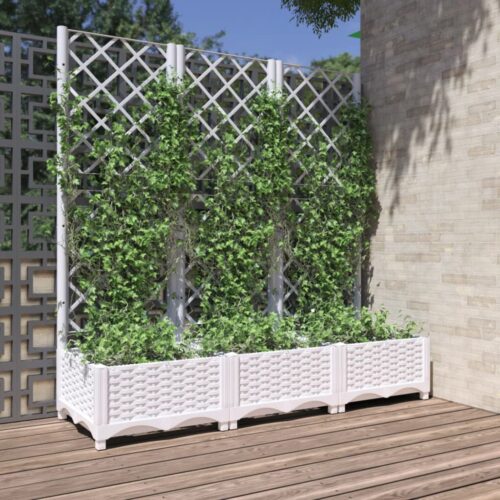 Garden Planter with Trellis White 120x40x121.5cm PP - Image 2