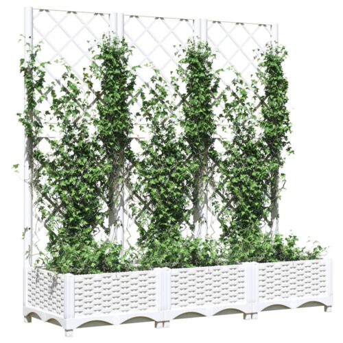 Garden Planter with Trellis White 120x40x121.5cm PP - Image 3