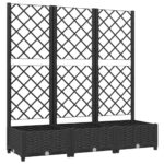Garden Planter with Trellis Black 120x40x121.5cm PP