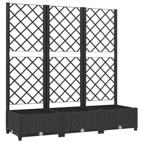 Garden Planter with Trellis Black 120x40x121.5cm PP