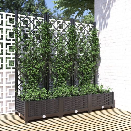 Garden Planter with Trellis Black 120x40x121.5cm PP - Image 2