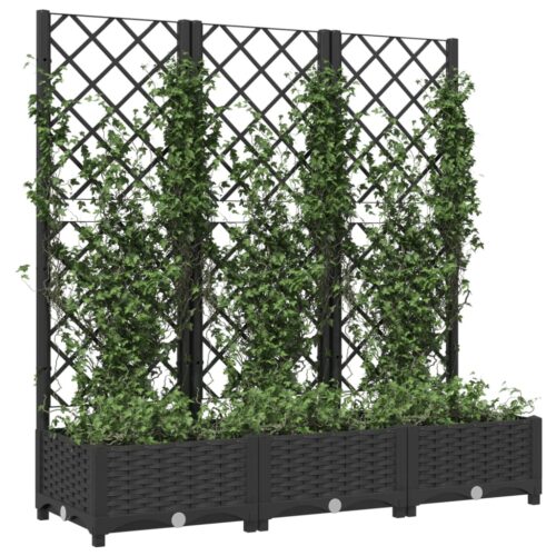 Garden Planter with Trellis Black 120x40x121.5cm PP - Image 3