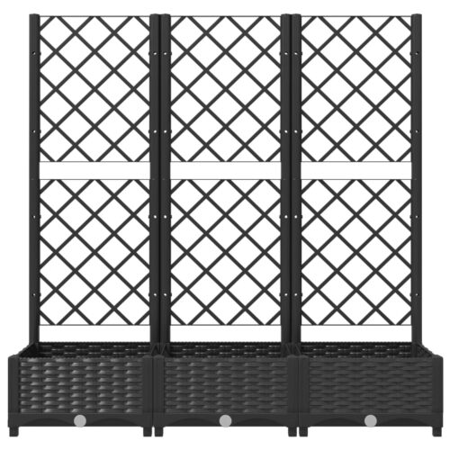 Garden Planter with Trellis Black 120x40x121.5cm PP - Image 4