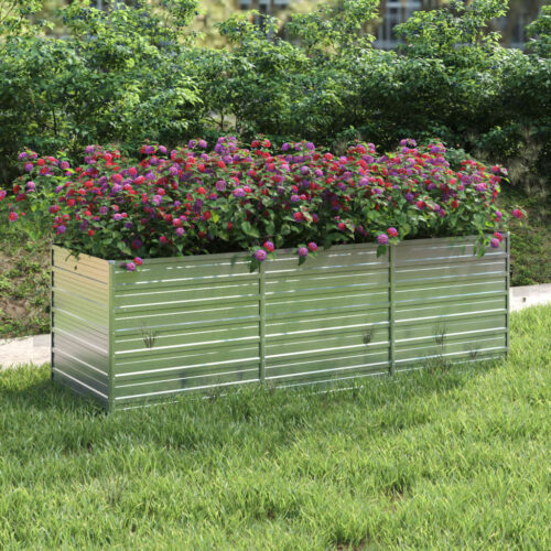 Garden Raised Bed 240x80x77cm Galvanized Steel Silver - Image 2