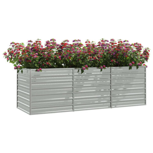 Garden Raised Bed 240x80x77cm Galvanized Steel Silver - Image 3