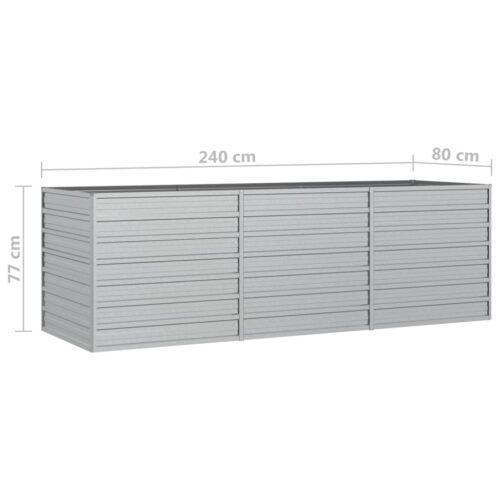 Garden Raised Bed 240x80x77cm Galvanized Steel Silver - Image 7