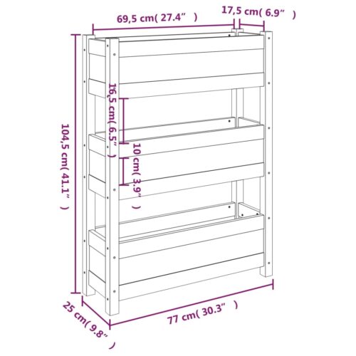 Planter 77x25x104.5cm Solid Wood Pine - Image 9