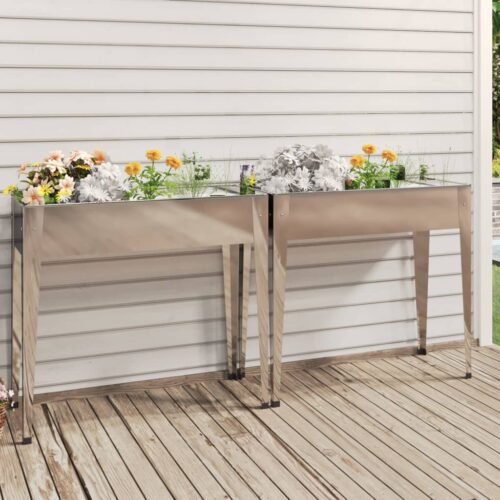 Garden Planters 2pcs Galvanised Steel - Image 2