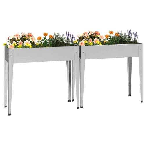 Garden Planters 2pcs Galvanised Steel - Image 3