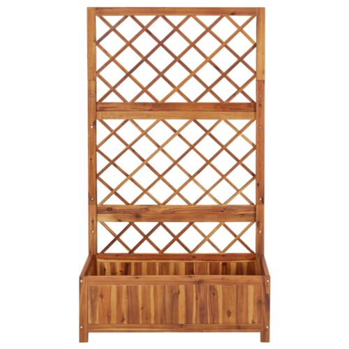 Raised Bed with Trellis 85x38x150cm Solid Acacia Wood - Image 3