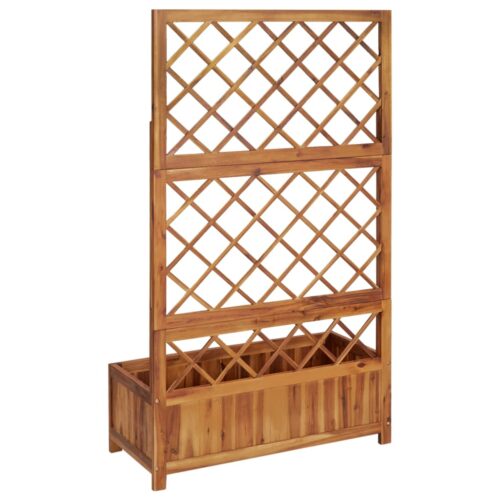 Raised Bed with Trellis 85x38x150cm Solid Acacia Wood - Image 5
