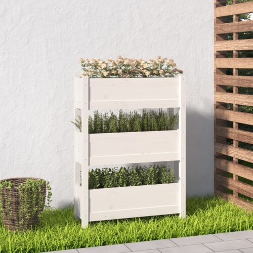 Planter White 77x25x104.5cm Solid Wood Pine - Image 2