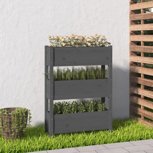 Planter Grey 77x25x104.5cm Solid Wood Pine - Image 2
