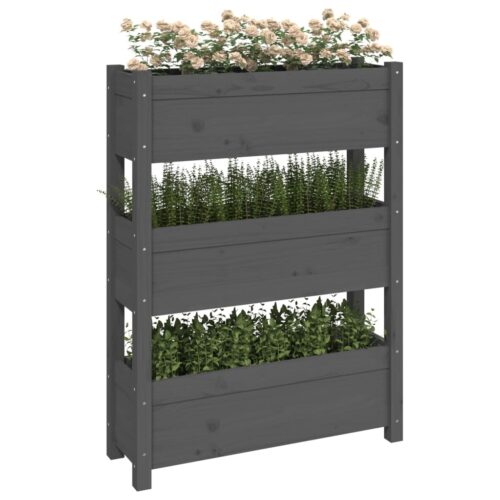 Planter Grey 77x25x104.5cm Solid Wood Pine - Image 4