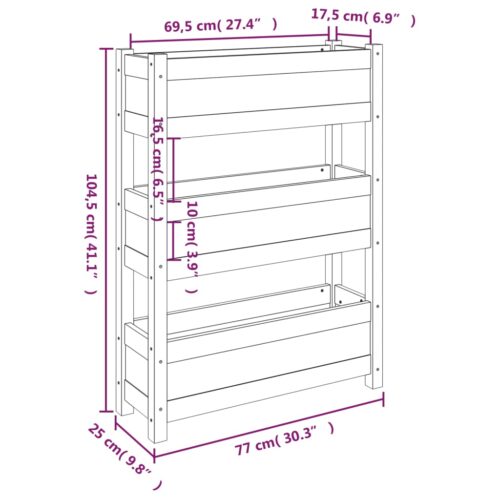 Planter Grey 77x25x104.5cm Solid Wood Pine - Image 9