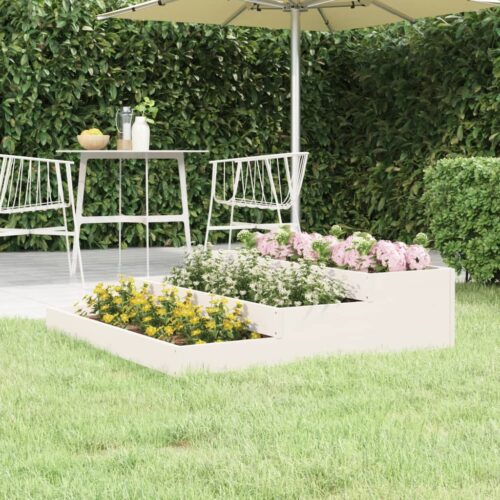 Planter White 107x107x27cm Solid Wood Pine - Image 2