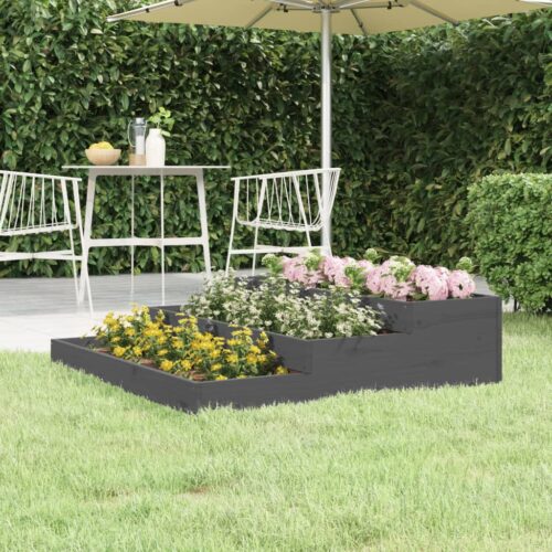 Planter Grey 107x107x27cm Solid Wood Pine - Image 2