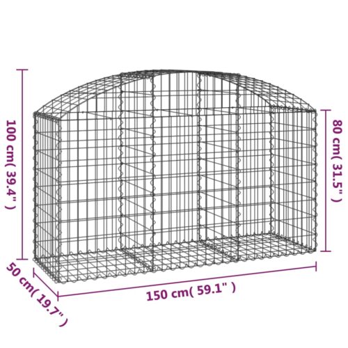 Arched Gabion Basket 150x50x80/100cm Galvanised Iron - Image 5