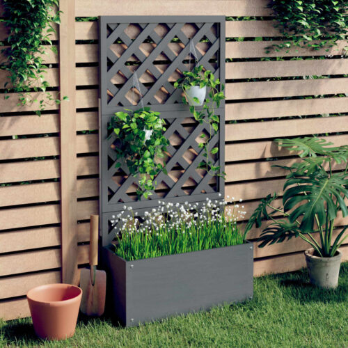 Trellis Planter Grey 65x33x135cm WPC - Image 2