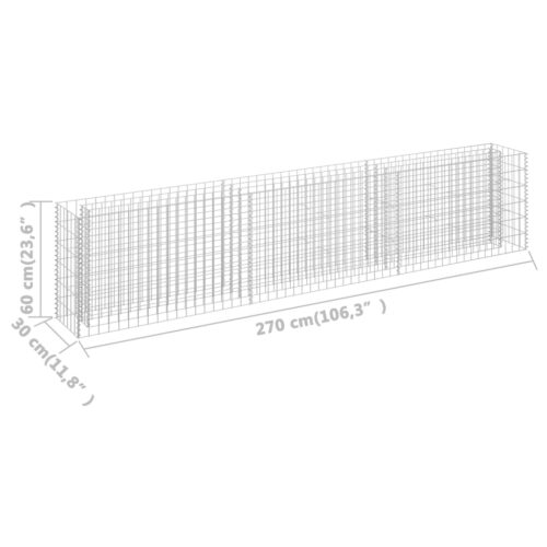 Gabion Raised Bed Galvanised Steel 270x30x60cm - Image 7