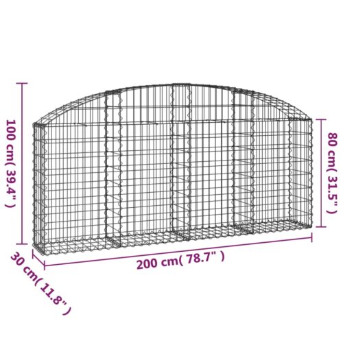 Arched Gabion Basket 200x30x80/100cm Galvanised Iron - Image 5