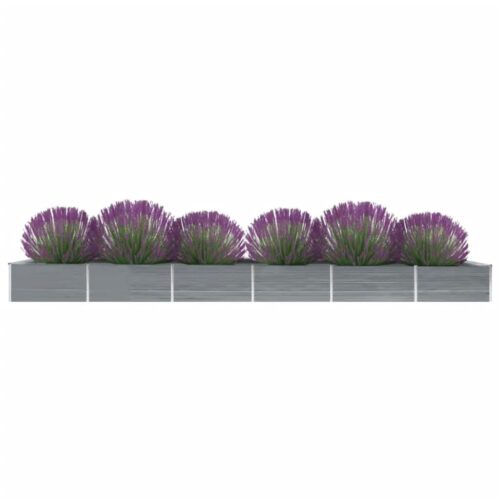 Garden Raised Bed Galvanised Steel 600x80x45cm Grey - Image 2
