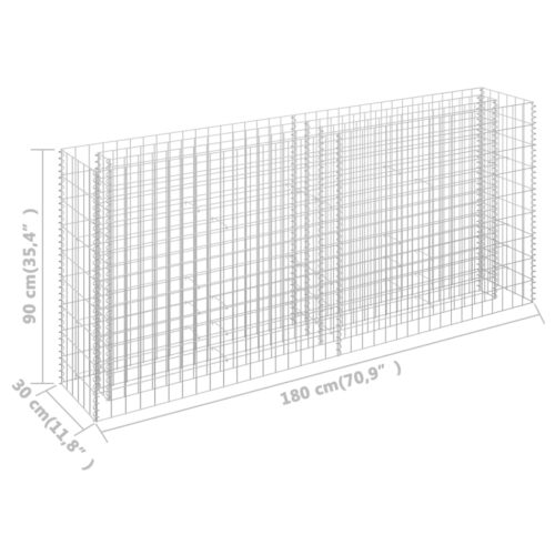 Gabion Raised Bed Galvanised Steel 180x30x90cm - Image 7