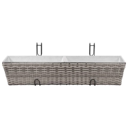 2x Balcony Raised Garden Baskets Beds Rattan Herbs Flower Box Pots Planter 80cm - Image 3