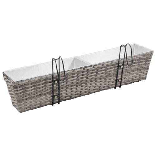 2x Balcony Raised Garden Baskets Beds Rattan Herbs Flower Box Pots Planter 80cm - Image 4